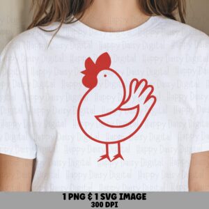 Simple Red Chicken Icon PNG SVG | Sublimation Commercial Use POD