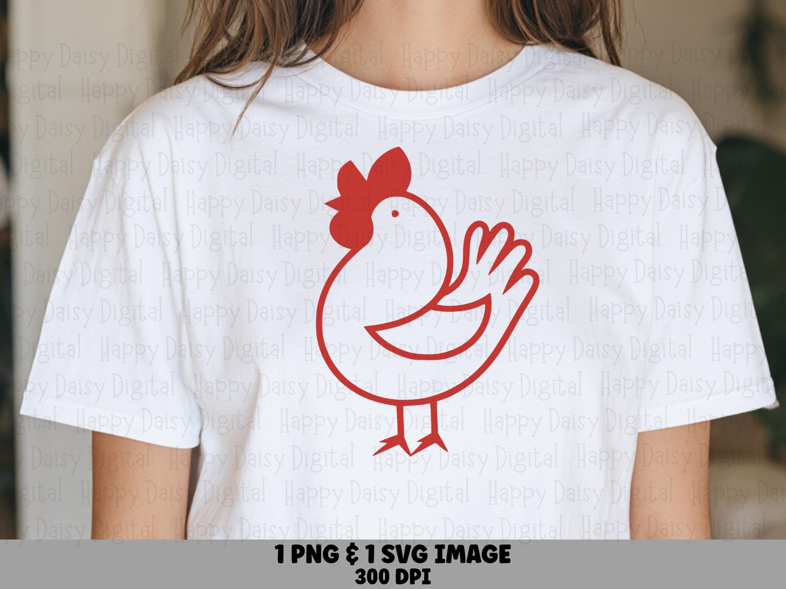 Simple Red Chicken Icon PNG SVG | Sublimation Commercial Use POD