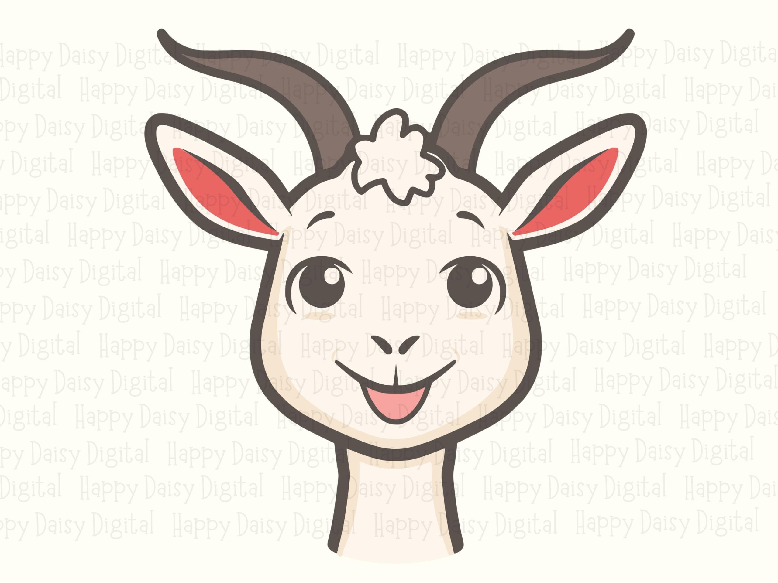 Cute Cartoon Goat Face PNG SVG | Sublimation Commercial Use POD - Image 2
