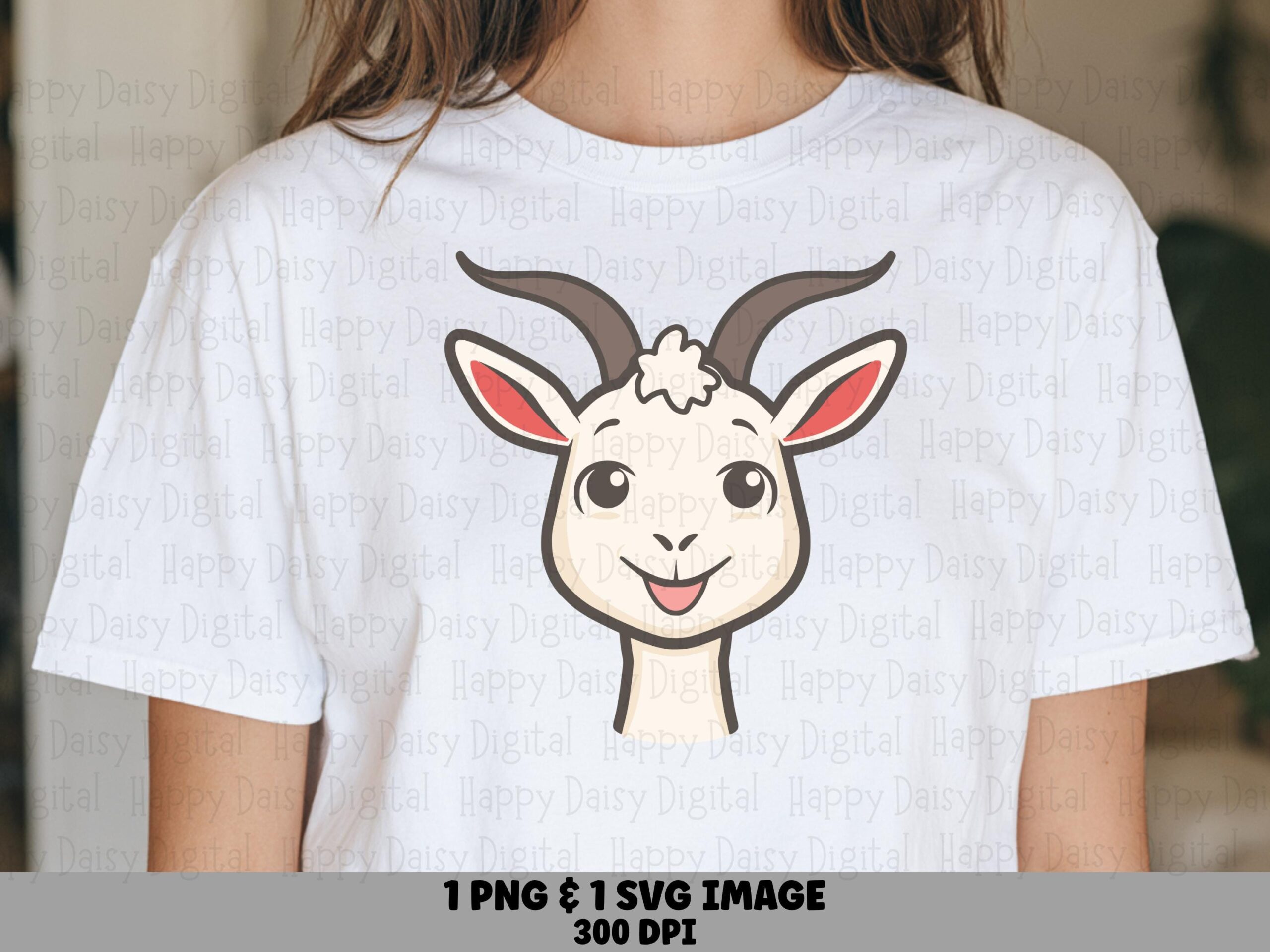 Cute Cartoon Goat Face PNG SVG | Sublimation Commercial Use POD