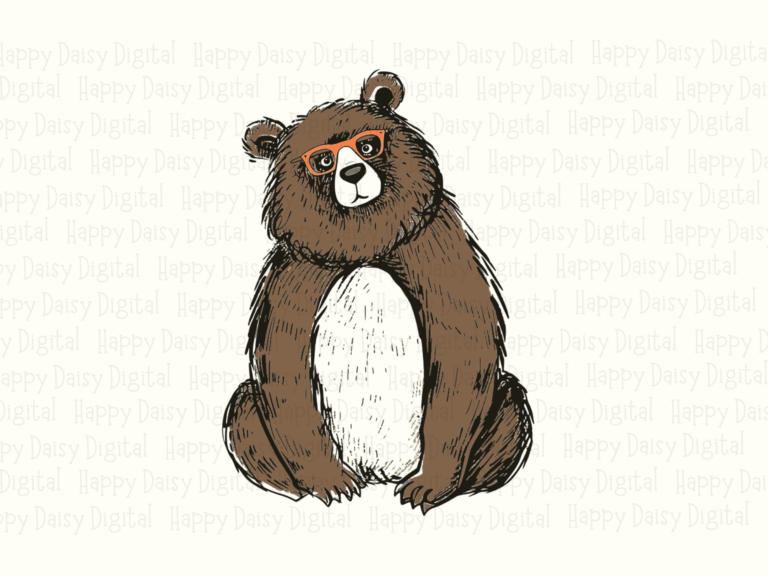 Bear Wearing Glasses PNG SVG | Sublimation Commercial Use POD - Image 2