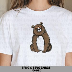 Bear Wearing Glasses PNG SVG | Sublimation Commercial Use POD