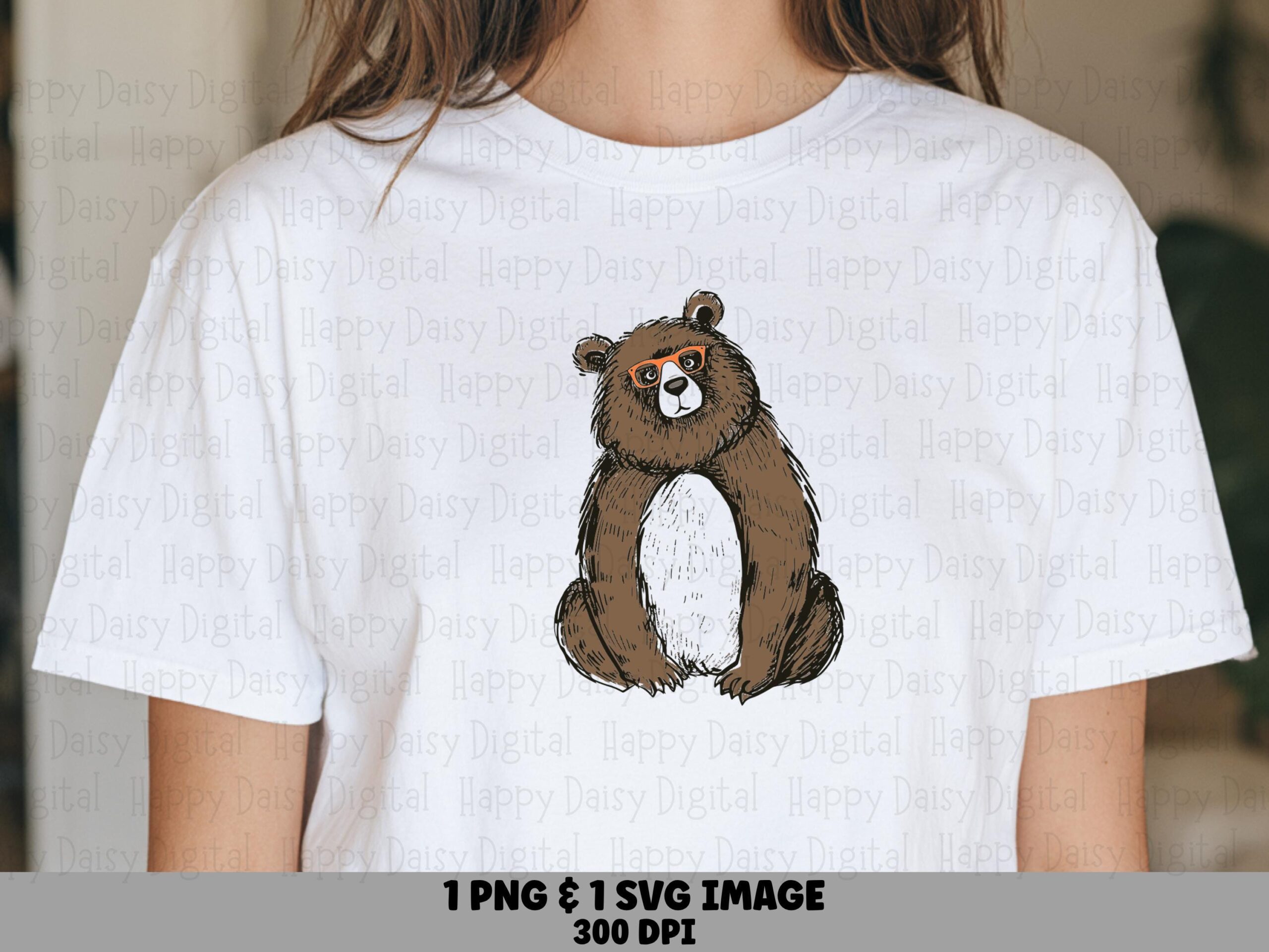 Bear Wearing Glasses PNG SVG | Sublimation Commercial Use POD