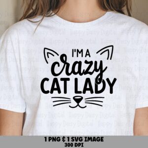 Crazy Cat Lady Text PNG SVG | Sublimation Commercial Use POD