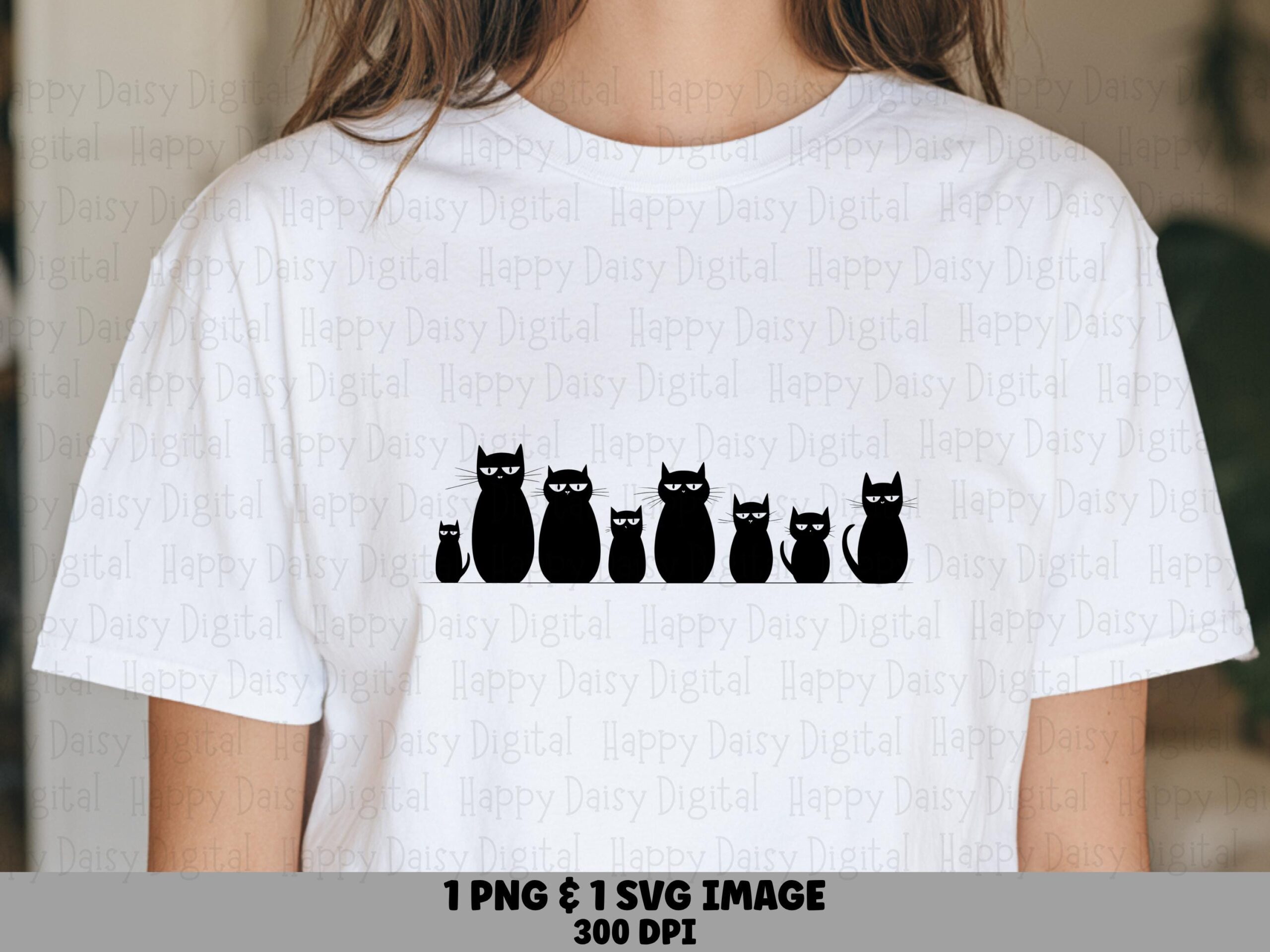 Cat Family Row PNG SVG | Sublimation Commercial Use POD