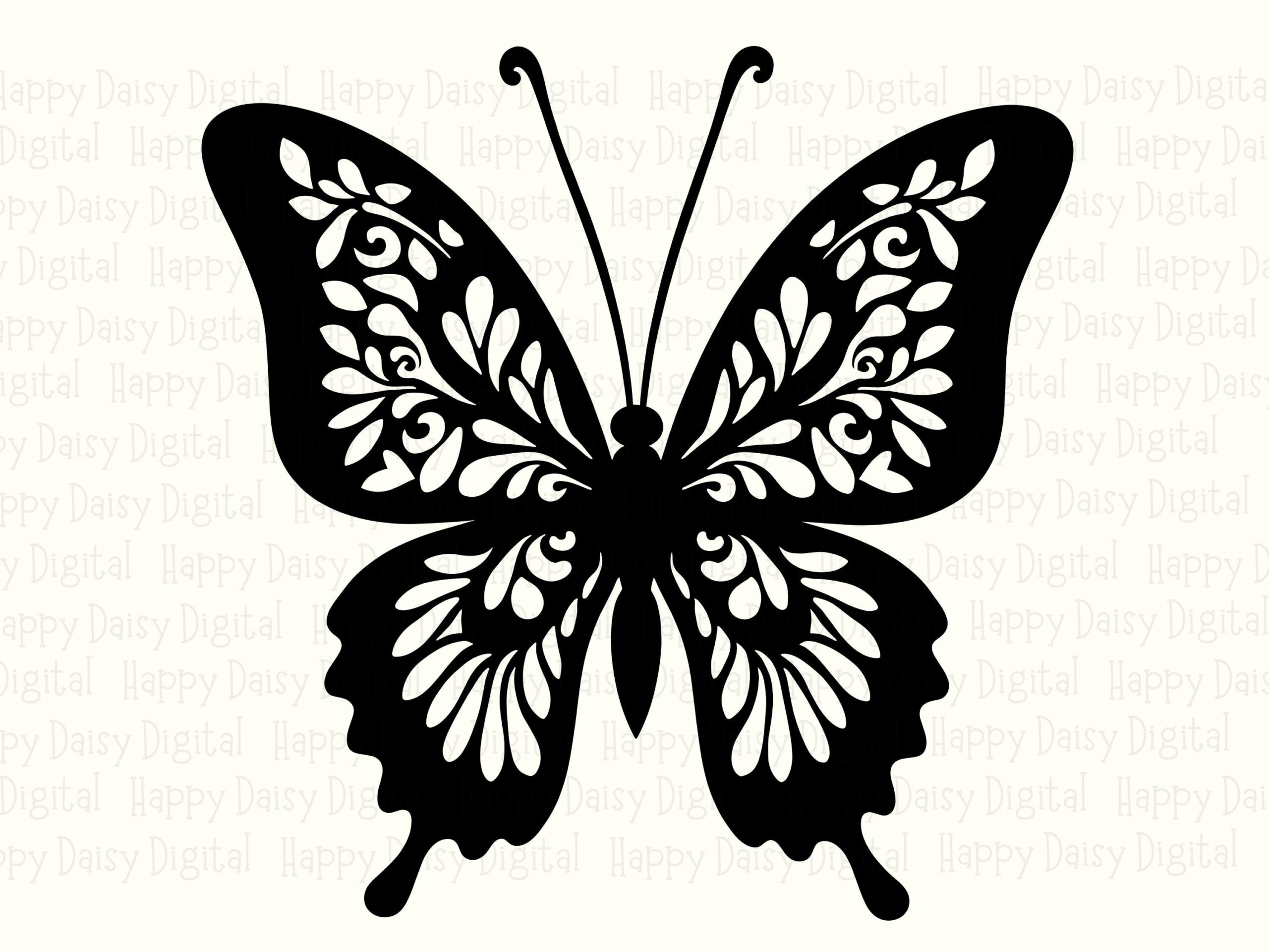 Ornate Butterfly Silhouette PNG SVG | Sublimation Commercial Use POD - Image 2