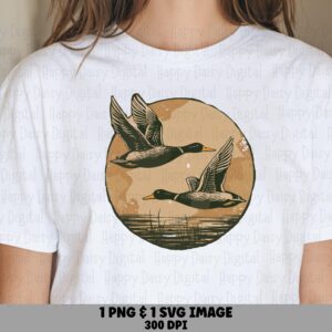 Flying Ducks Circle PNG SVG | Sublimation Commercial Use POD