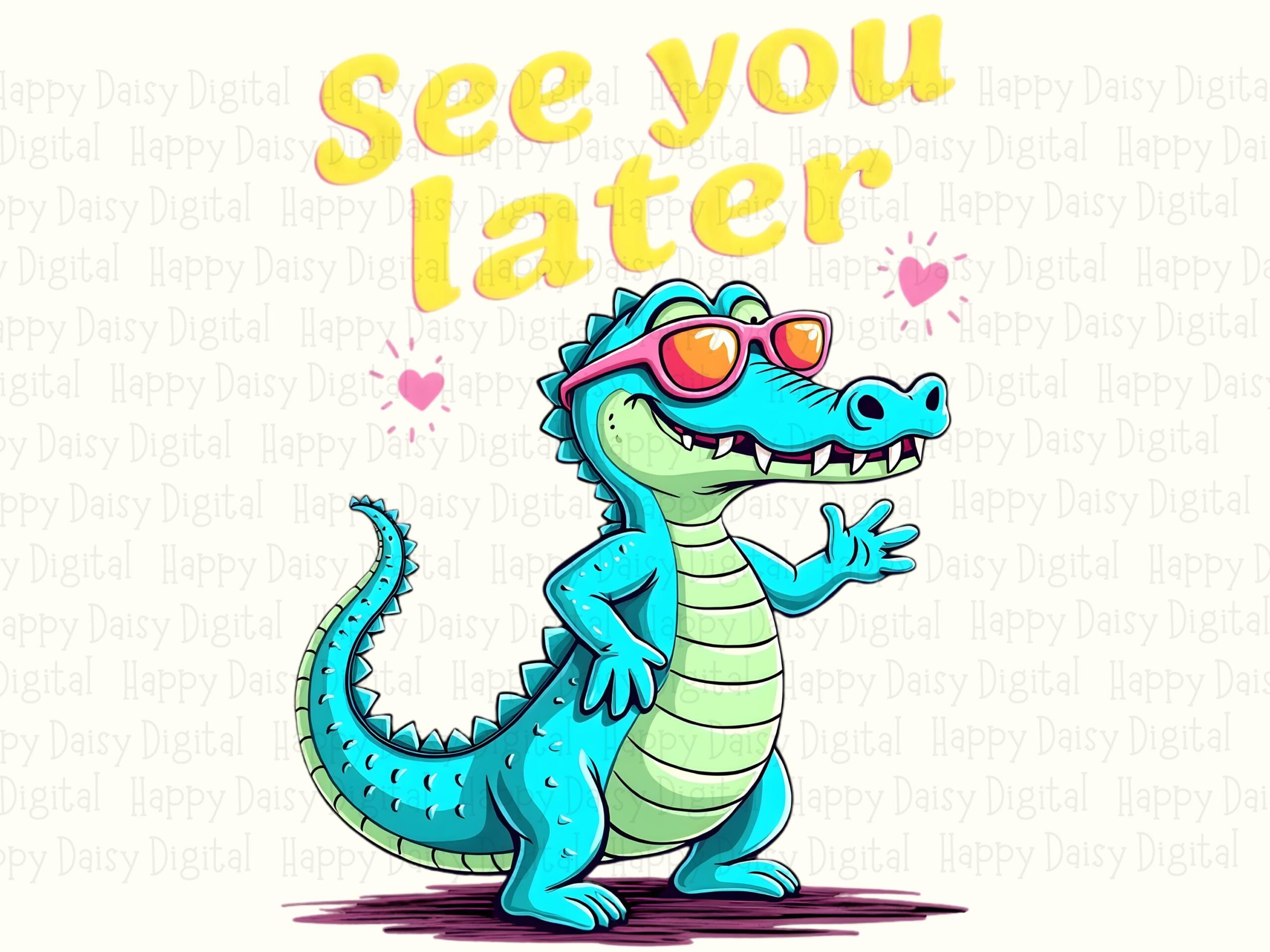 See You Later Gator, Cute Cartoon PNG Clipart | Pink Sunglasses Alligator, Transparent 300 DPI - Commercial Use - Image 2