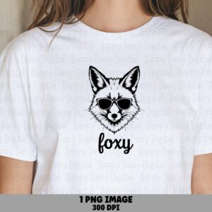 Foxy Fox Png, Line Art Sunglasses Design | Sublimation File, Commercial License, 300 DPI, For POD Sellers