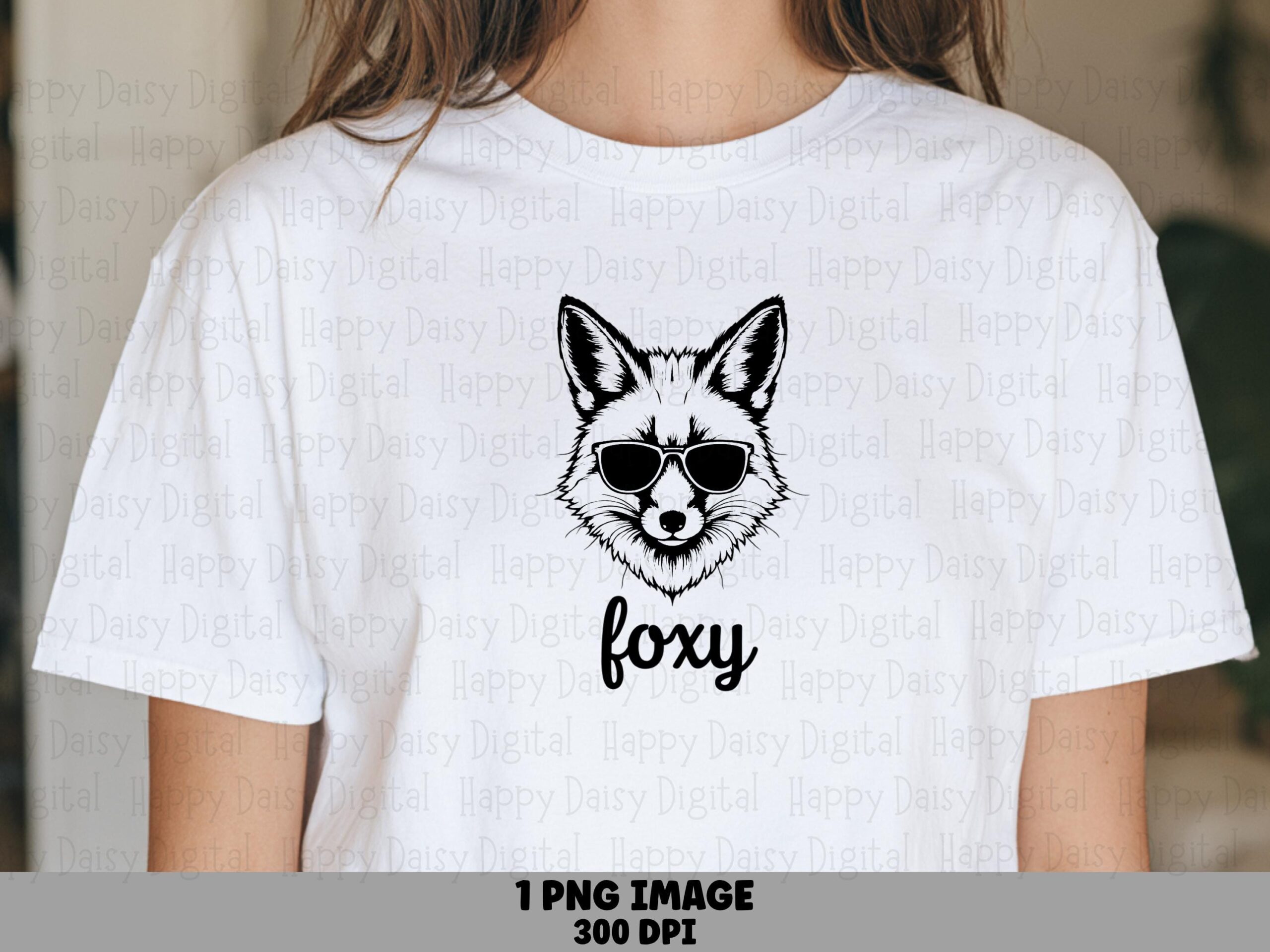 Foxy Fox Png, Line Art Sunglasses Design | Sublimation File, Commercial License, 300 DPI, For POD Sellers