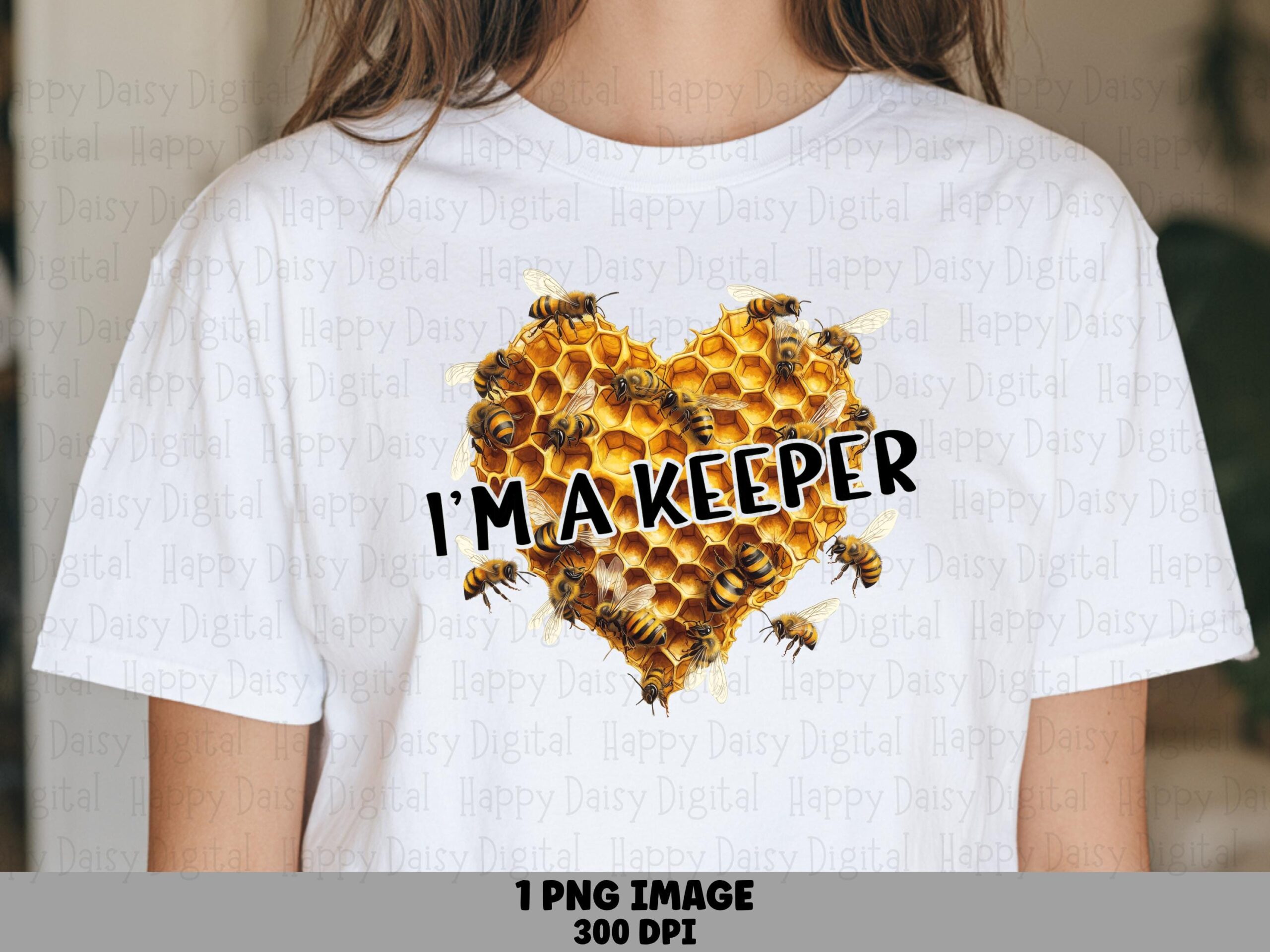 Im A Keeper Png, Honeycomb Heart Bee Design, Sublimation File | 300 DPI, Transparent, Commercial Use, POD