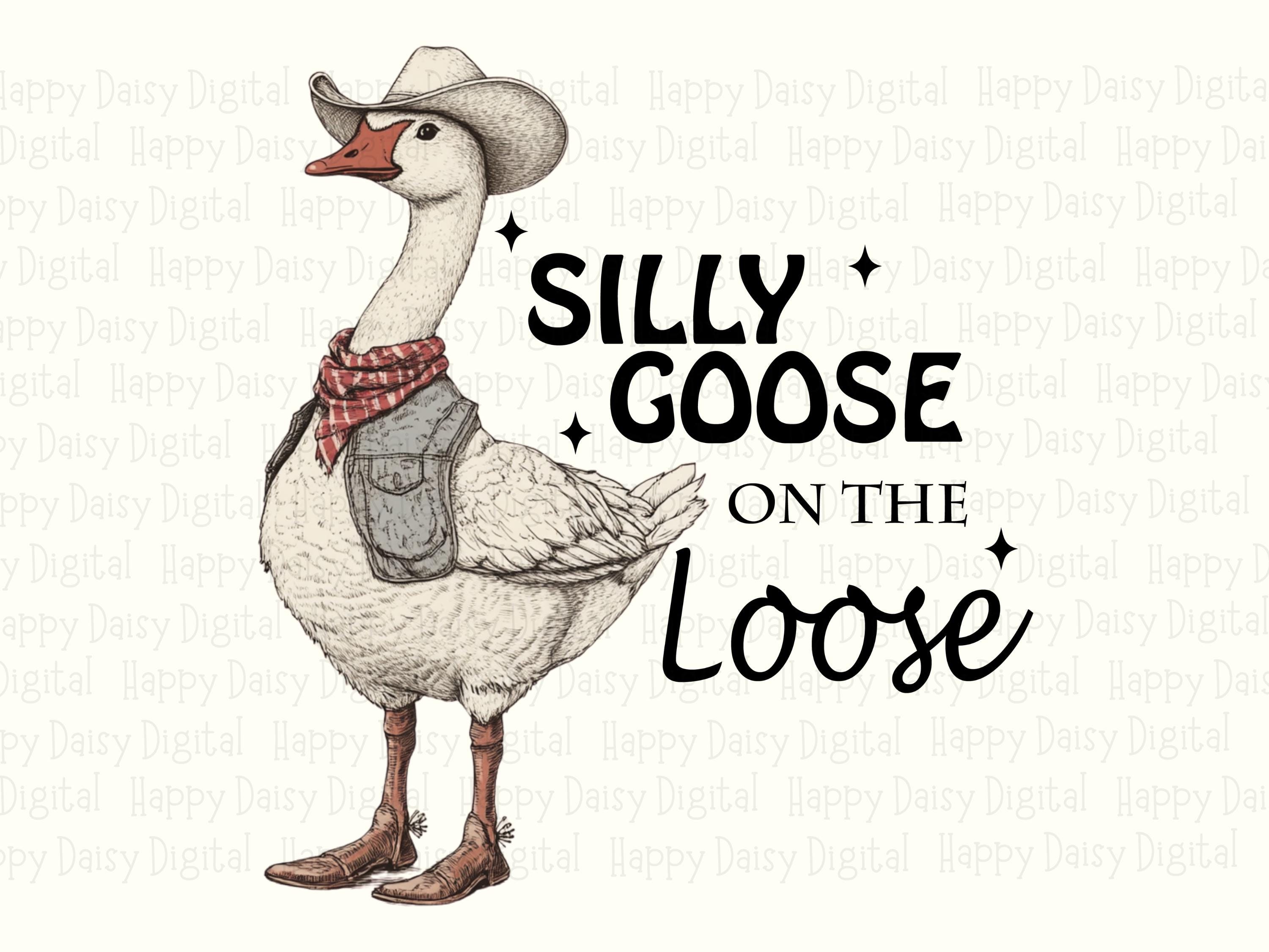 Silly Goose Line Art Cowboy PNG | Sublimation Commercial Use POD - Image 2