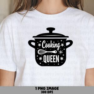Cooking Queen PNG, Whisk Pot Clipart File | Sublimation Print-Ready, Commercial Use, 300 DPI