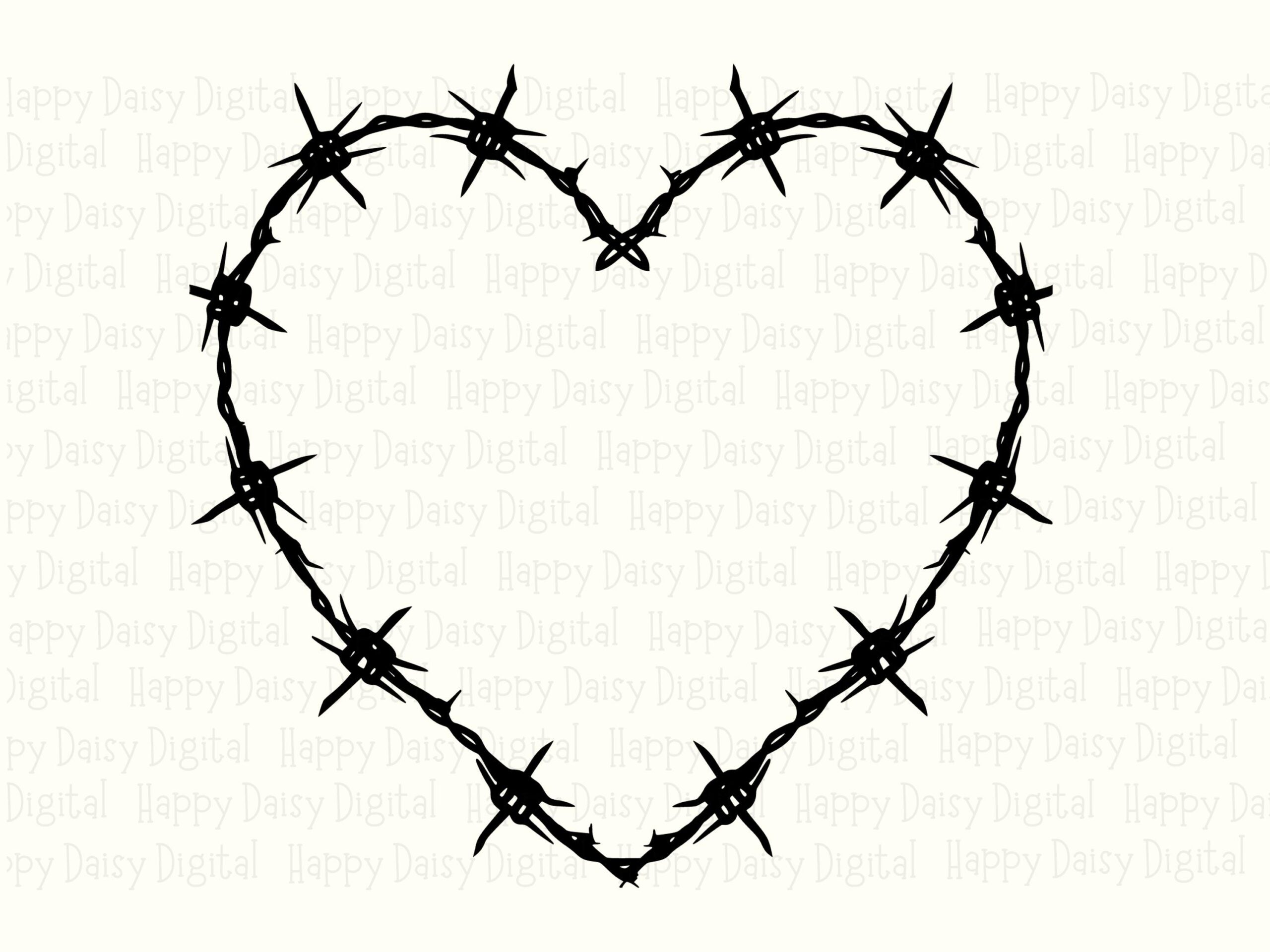 Barbed Wire Heart, Edgy Gothic Clipart - PNG SVG Digital File | 300 DPI Print-Ready, Commercial Use - Image 2