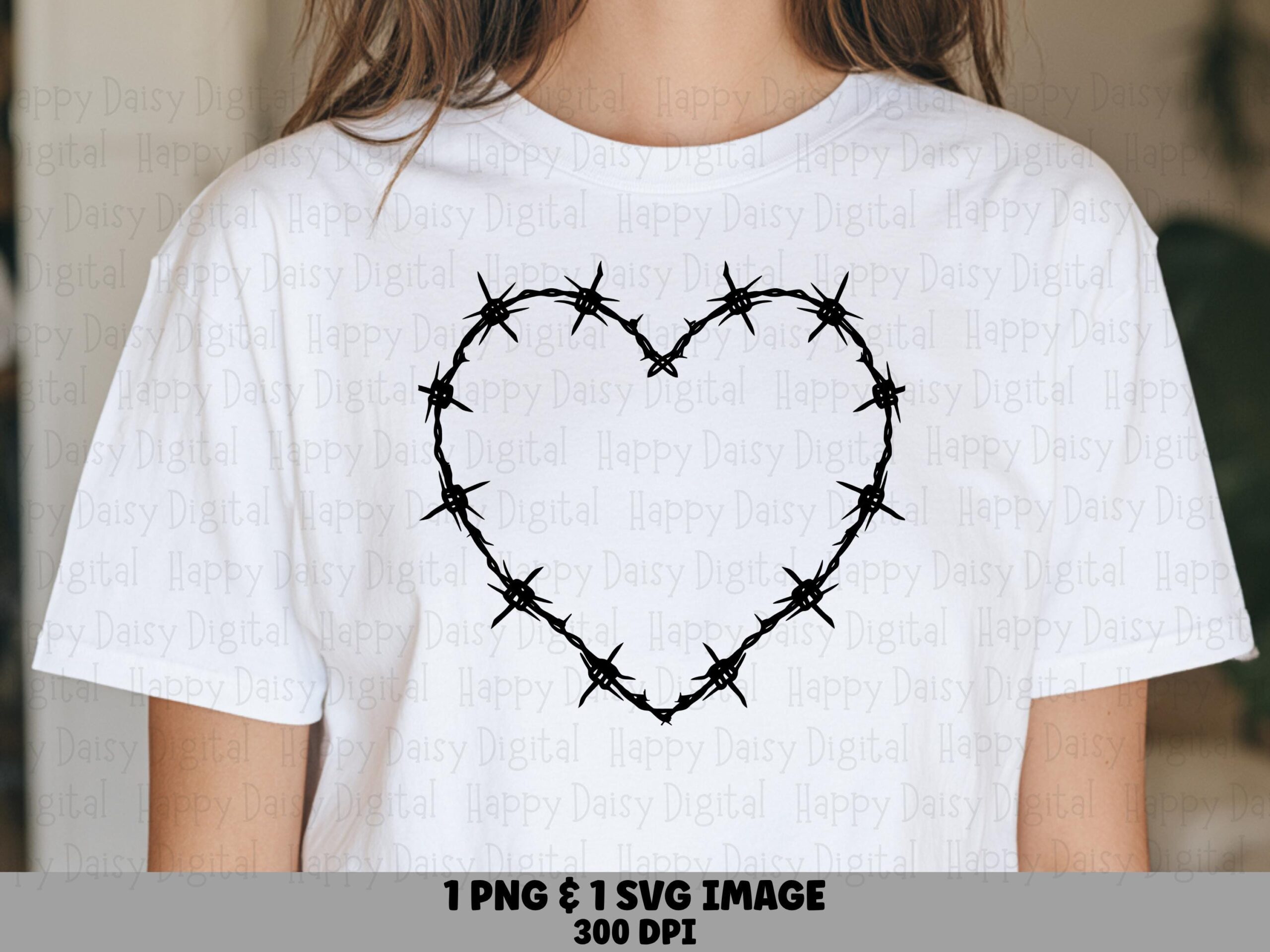 Barbed Wire Heart, Edgy Gothic Clipart - PNG SVG Digital File | 300 DPI Print-Ready, Commercial Use