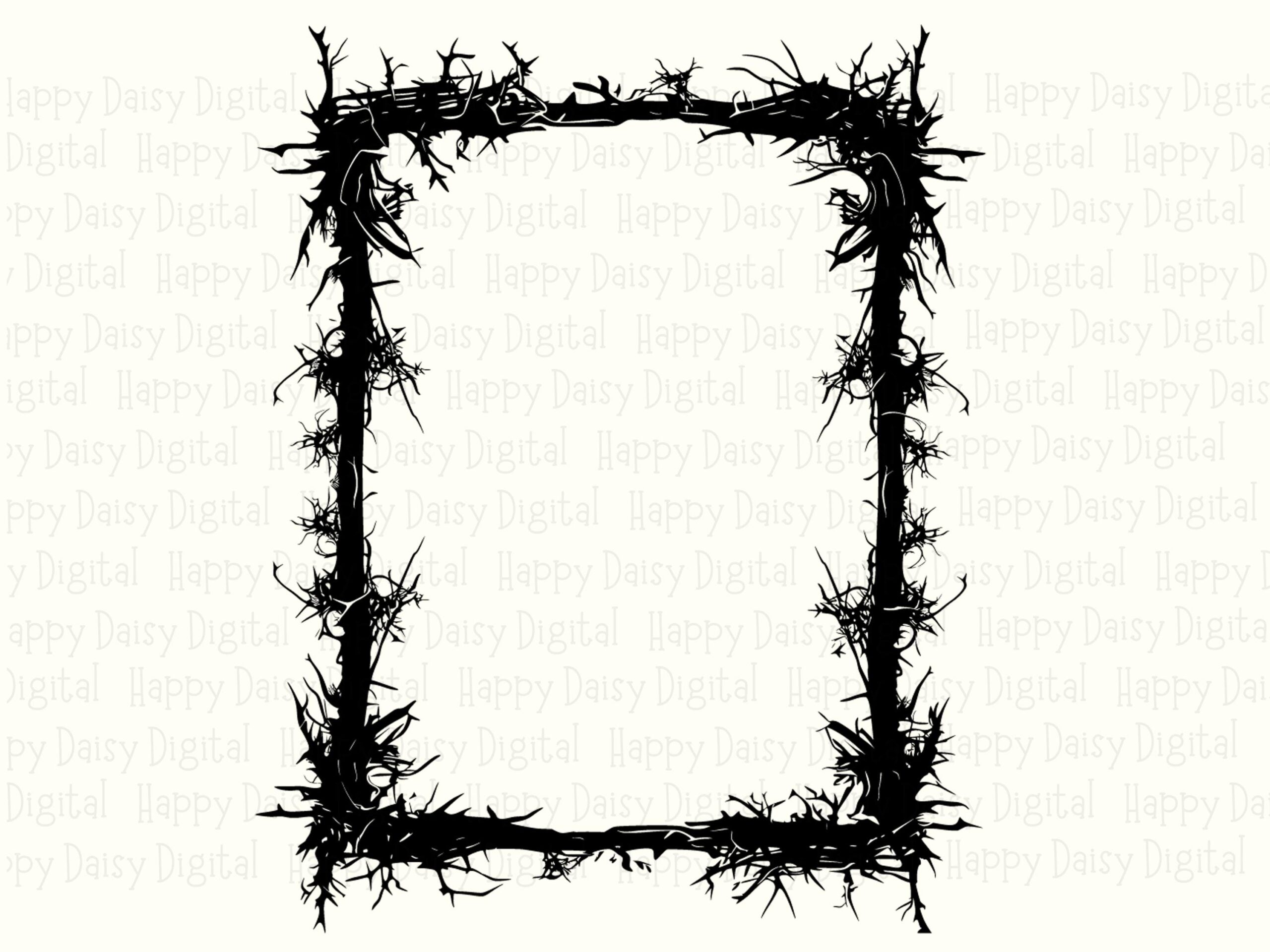 Grunge Frame SVG, Barbed Wire Border Art | Distressed Rectangular Design, PNG Included | Print-Ready 300 DPI - Image 2