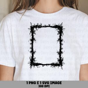 Grunge Frame SVG, Barbed Wire Border Art | Distressed Rectangular Design, PNG Included | Print-Ready 300 DPI