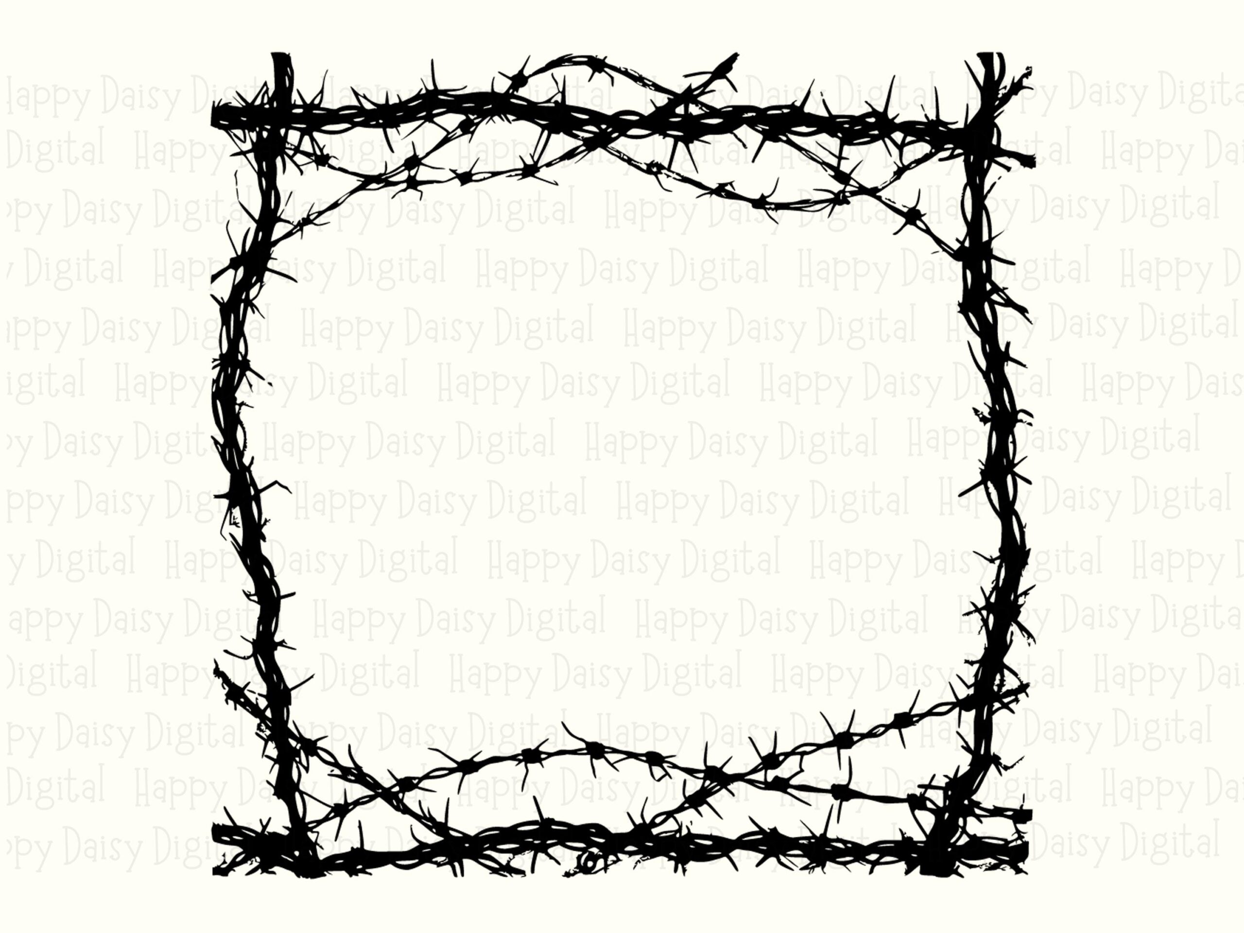 Barbed Wire Square, Edgy Frame Clipart - Western Border PNG | SVG, 300 DPI Commercial License - Image 2