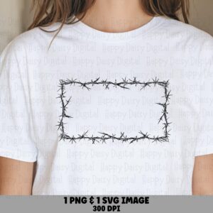 Rectangle Barb Frame, Western Barbed Wire Border PNG SVG | Sublimation Commercial Use | 300 DPI Print-Ready