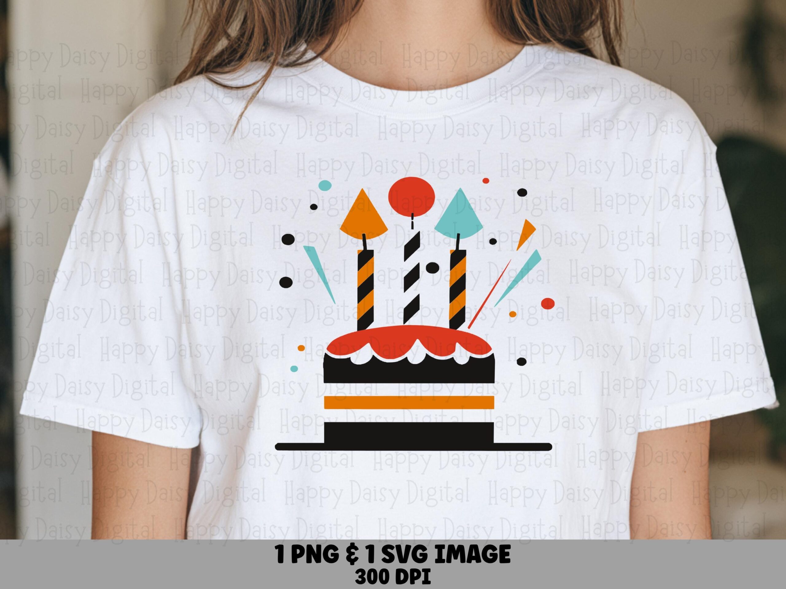 Retro Candle Cake, Vintage Birthday Clipart | PNG & SVG Files, Sublimation Print-Ready | Commercial Use