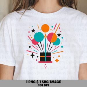 Candle Burst PNG, Birthday Sparkle Graphic | SVG, Sublimation Print File | Commercial Use, POD