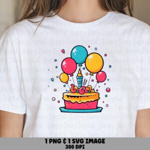 Sweet Cake Balloons, Pink Layered Birthday Design PNG SVG | Sublimation Clipart, Commercial Use, 300 DPI