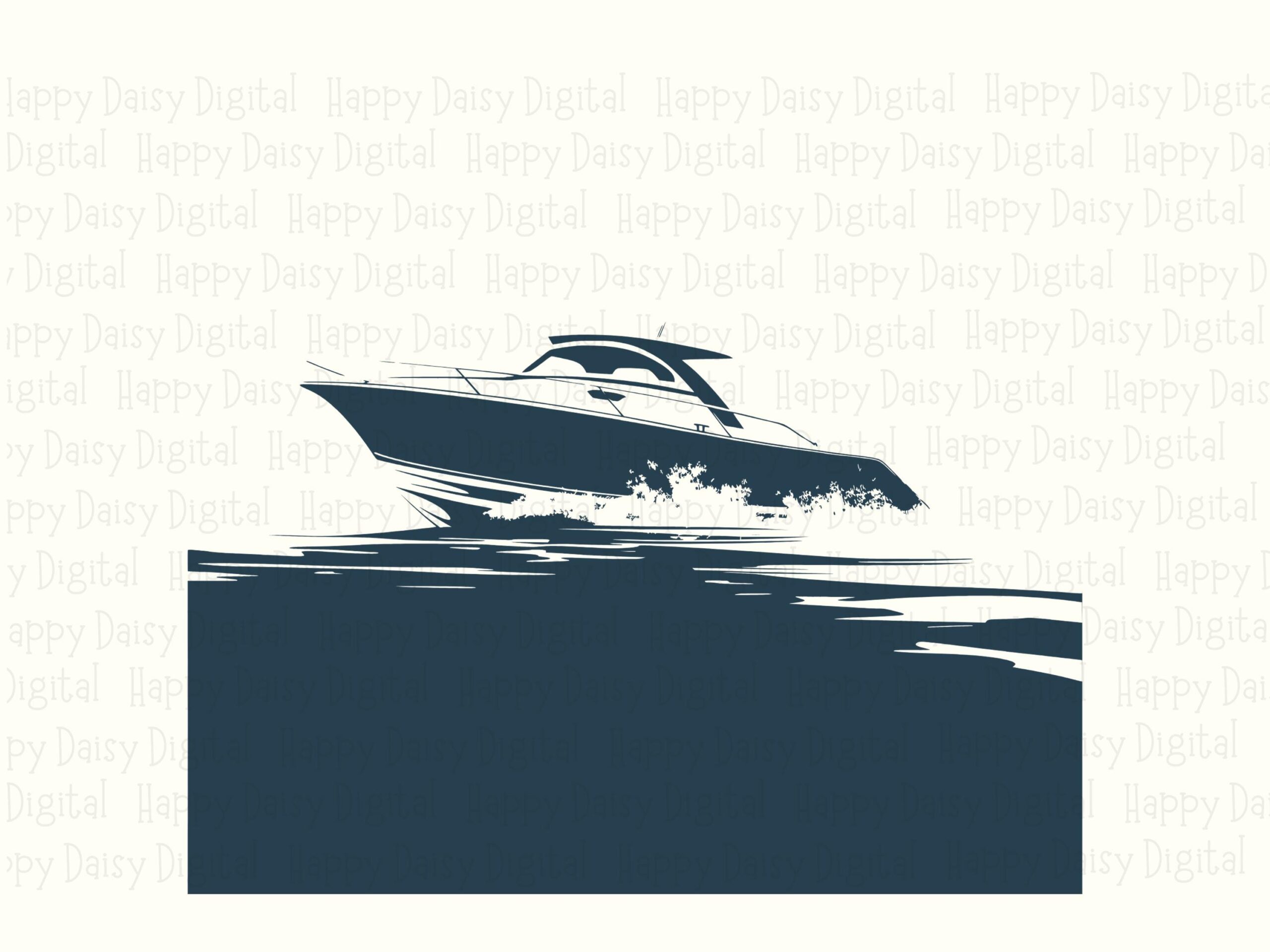Speed Boat PNG, Silhouette SVG Clipart | Nautical Motorboat Design, Commercial Use, 300 DPI - Image 2