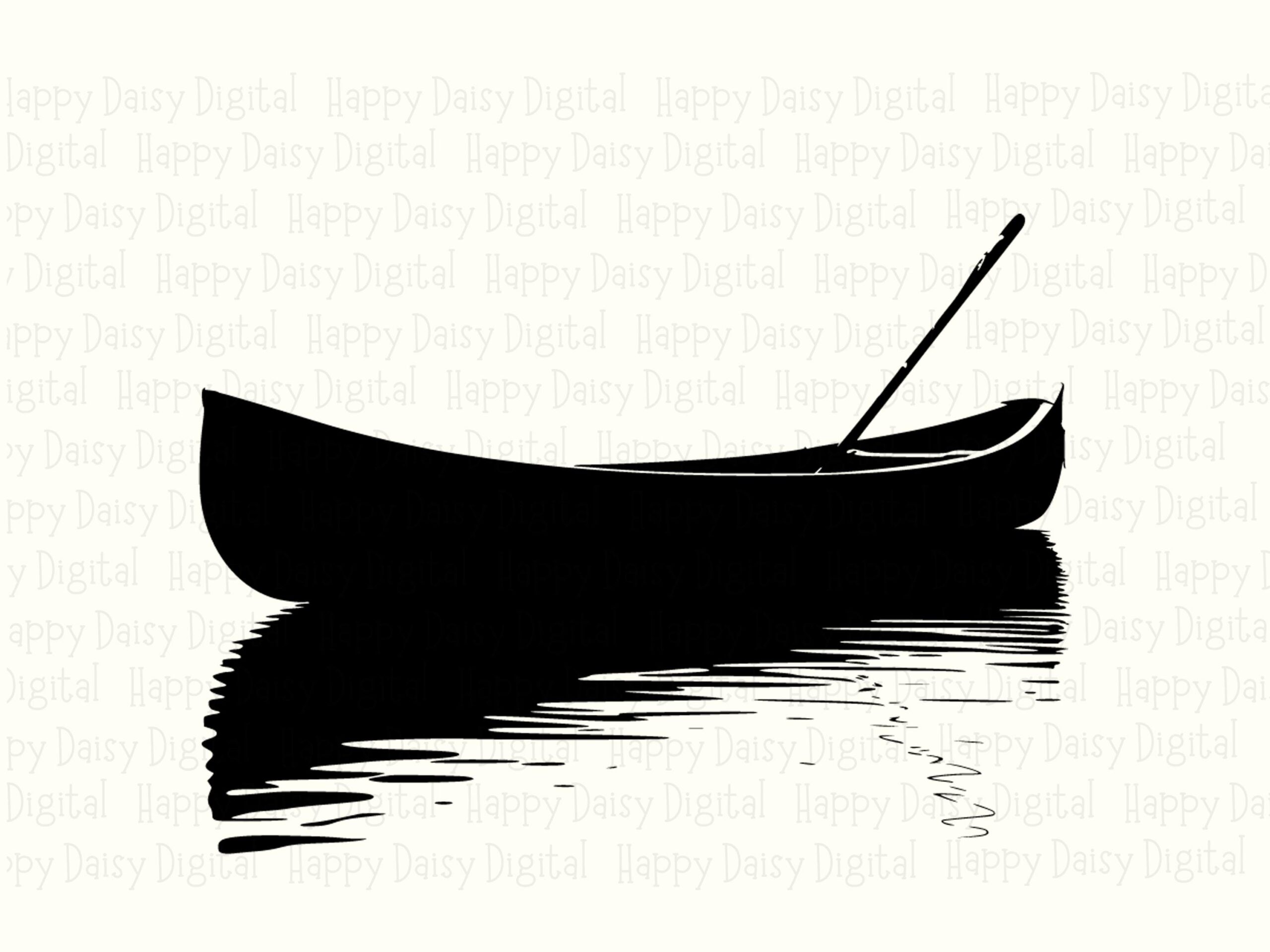Canoe Silhouette Png, Reflection Lake Design Svg - Black Paddle Clipart | Sublimation, Commercial Use, 300 DPI - Image 2