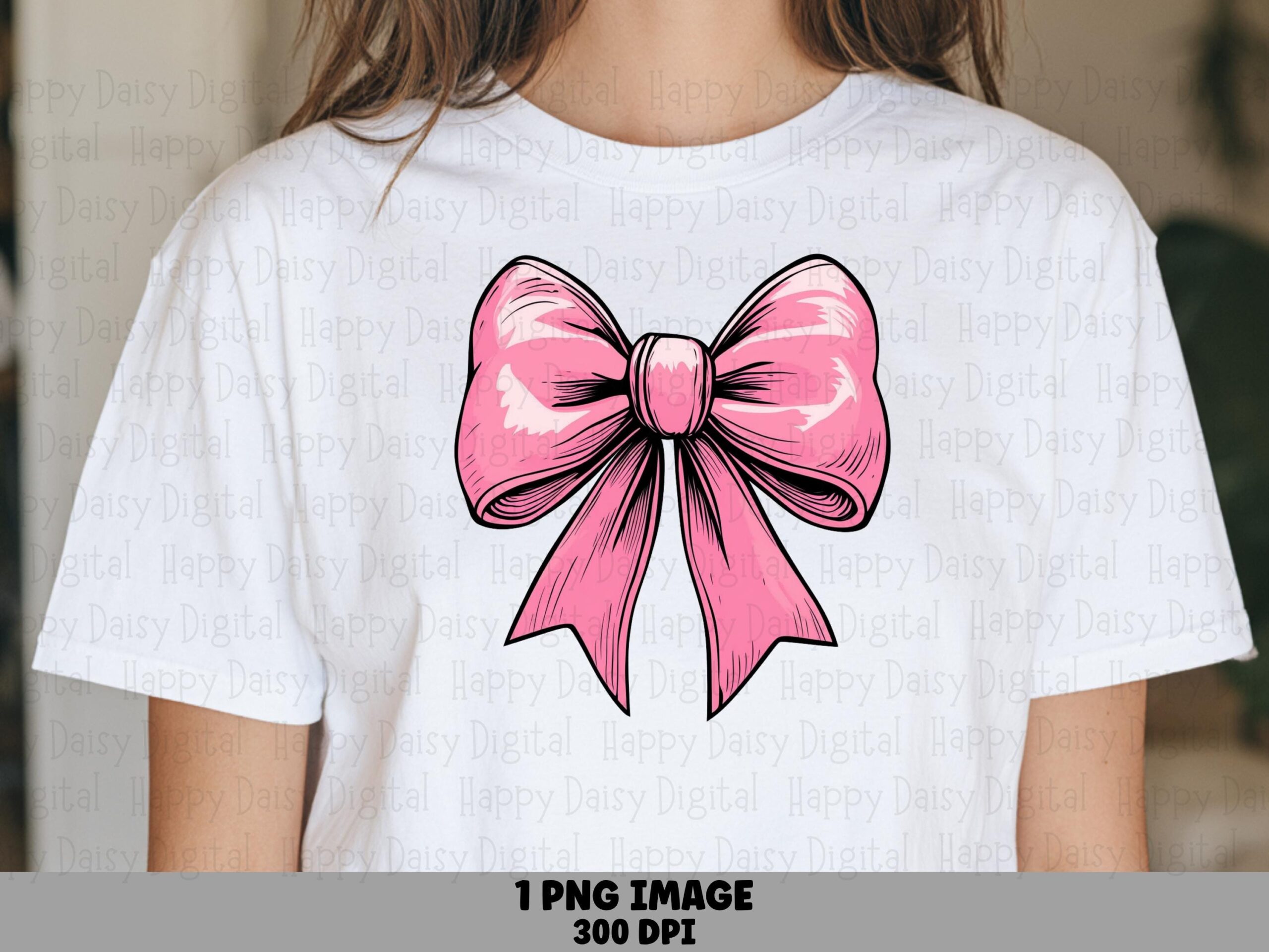 Pink Cheer Bow, Coquette Hair Png | Glossy Ribbon Illustration, Sublimation Printable | Commercial Use, 300 DPI