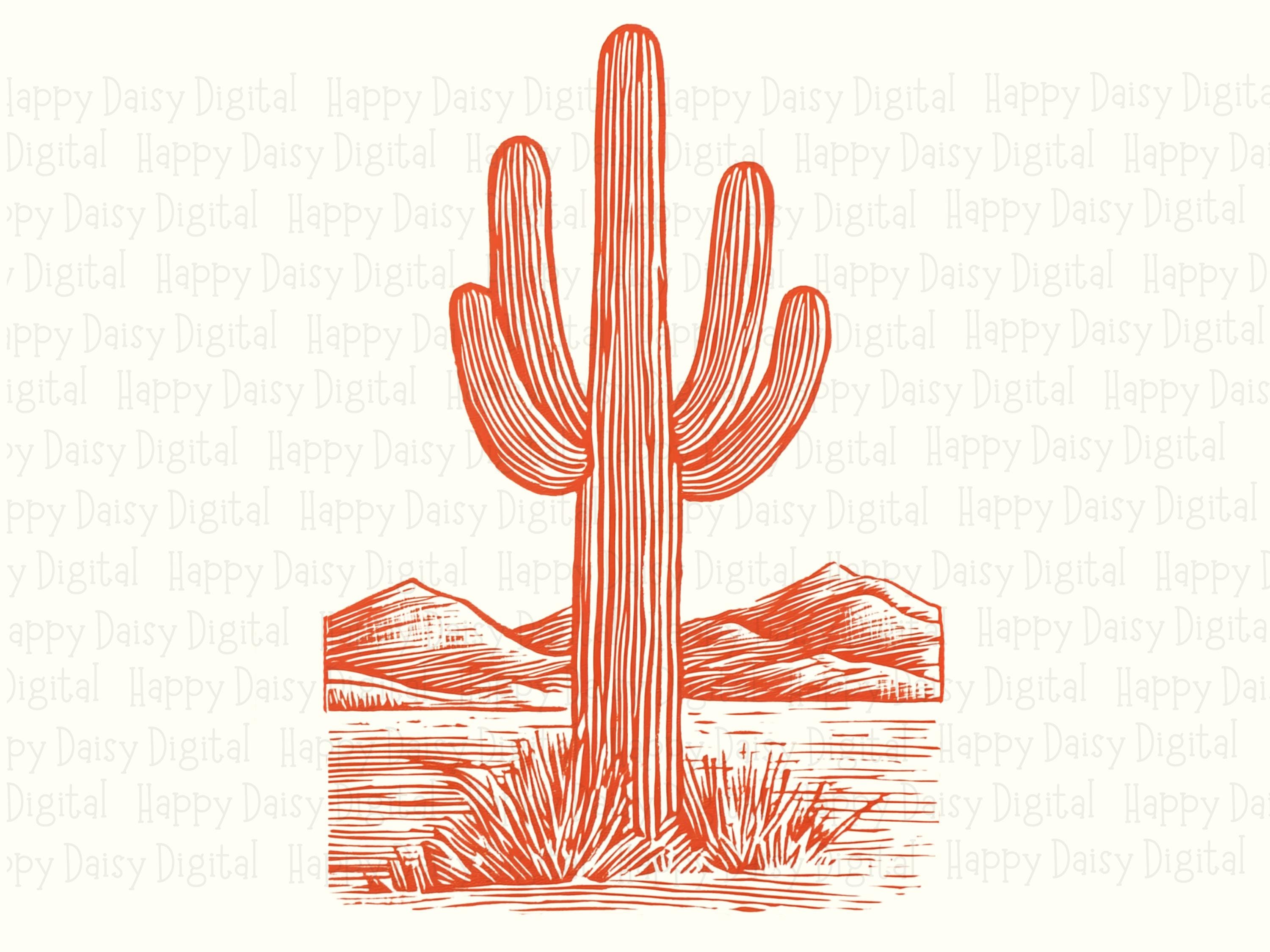 Desert Cactus Line Art PNG SVG | Sublimation Commercial Use POD - Image 2