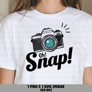 Oh Snap PNG, Teal Lens Camera Clipart, Bounce Script Design | SVG File, Sublimation, 300 DPI, Commercial Use
