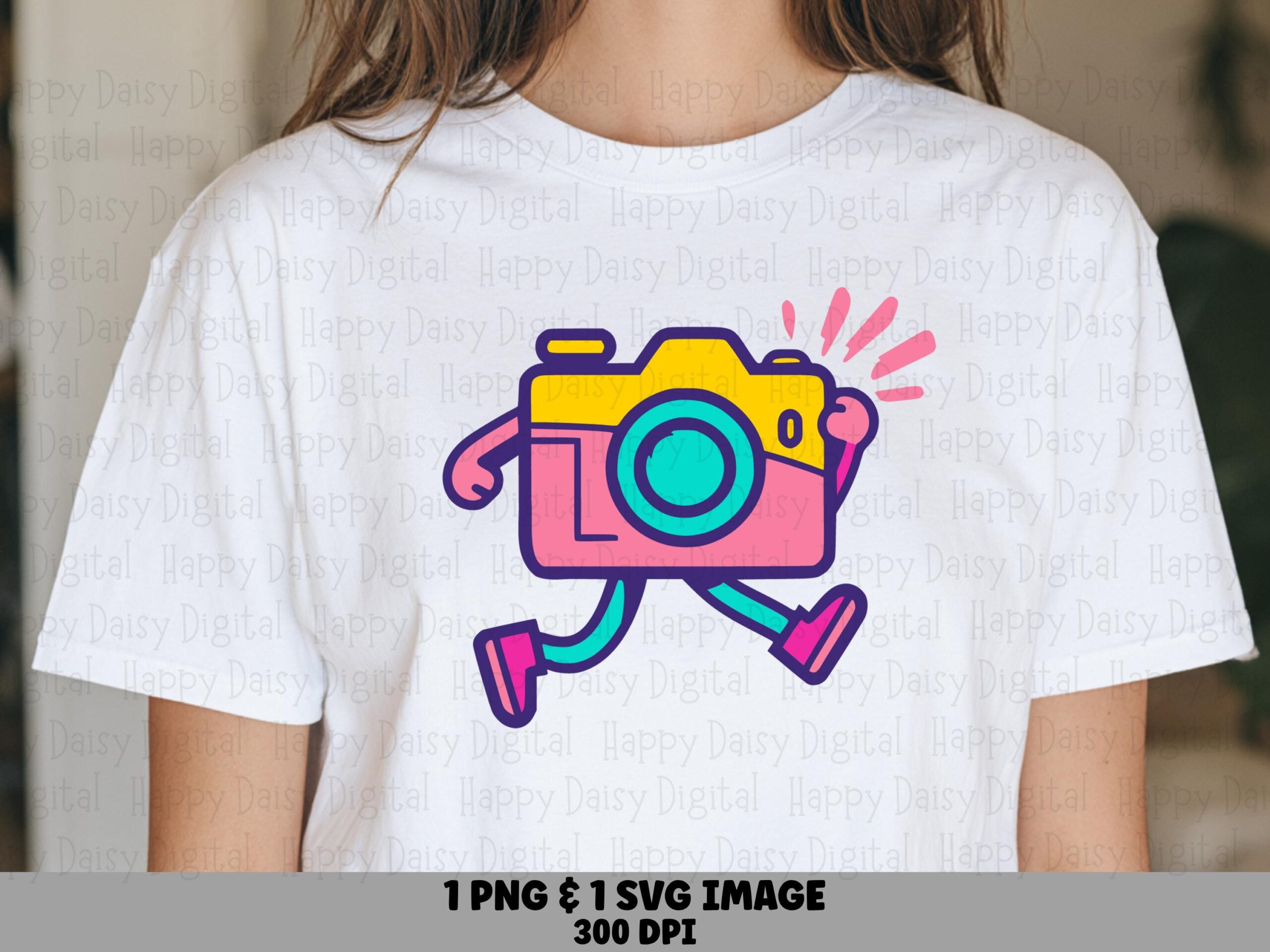 Walking Camera Svg, Retro Mascot Illustration - Fun Photography Character, Png Included | 300 DPI, Commercial Use