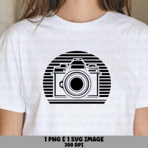 Retro Sunset Camera, Vintage Photo Badge PNG & SVG | Sublimation Design, Commercial Use, 300 DPI
