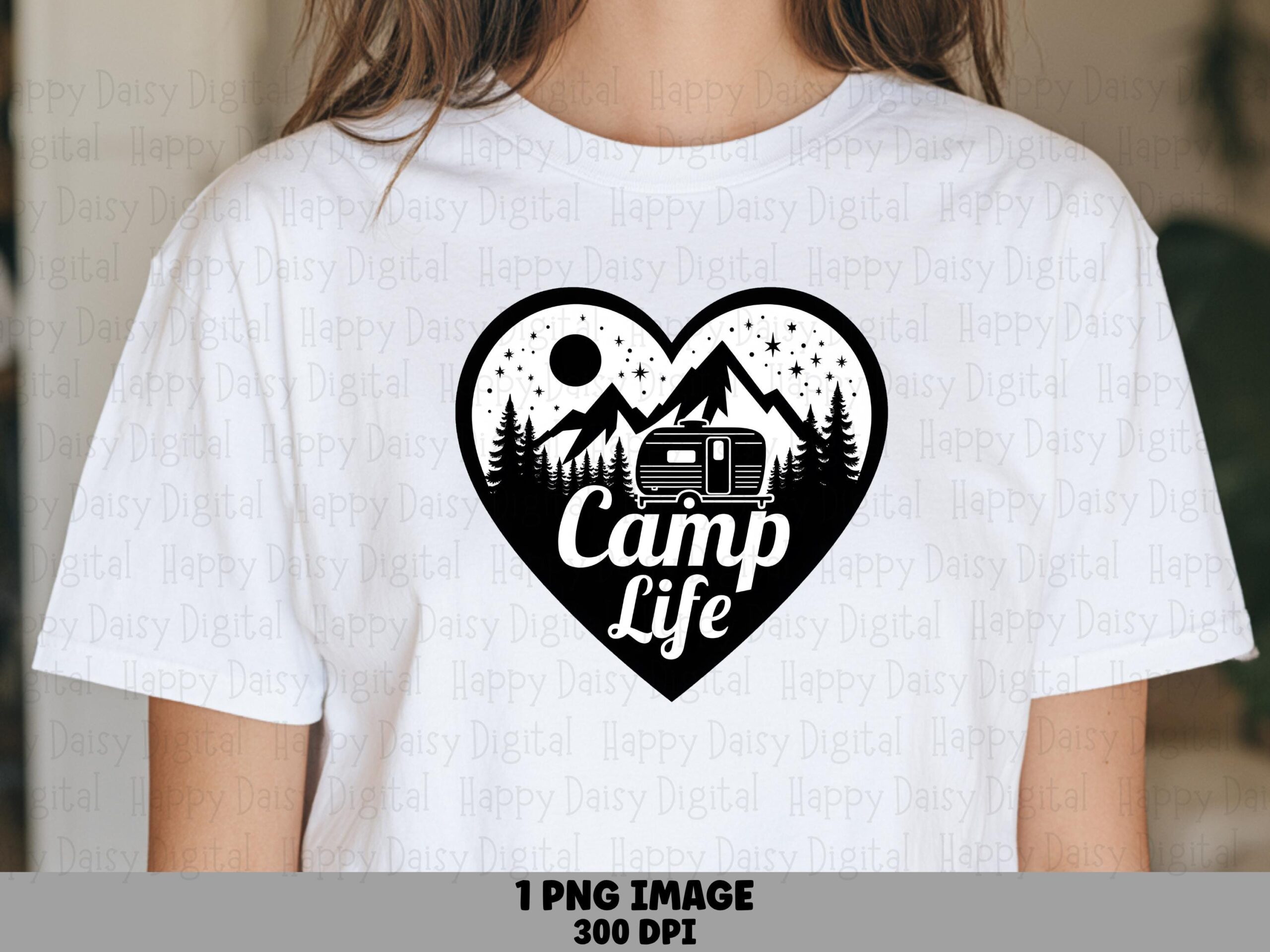 Camp Life Heart, Camper Badge PNG | Sublimation Commercial License | 300 DPI Transparent Clipart, POD Use