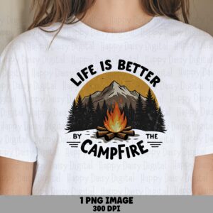 Better Campfire PNG, Retro Badge Sublimation Graphic | 300 DPI, Transparent Background | Commercial License