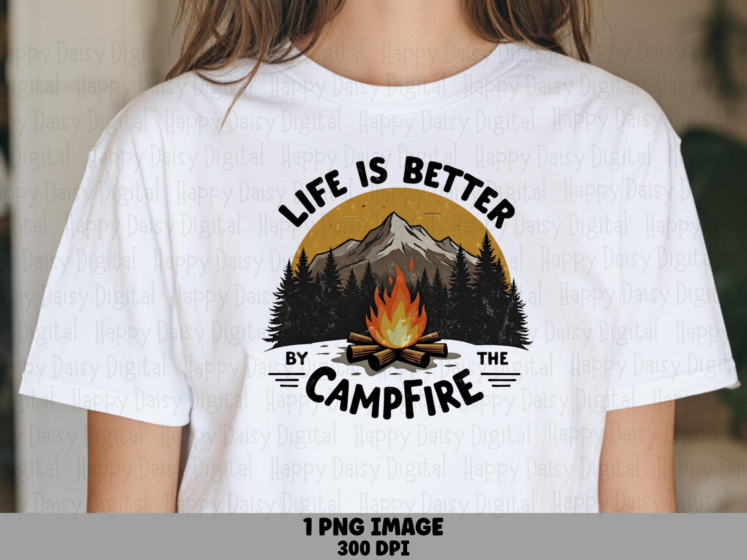 Better Campfire PNG, Retro Badge Sublimation Graphic | 300 DPI, Transparent Background | Commercial License