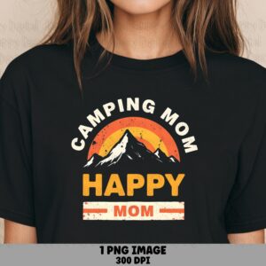 Camping Mom Png, Retro Sunset Mountain Design | Sublimation, Commercial Use, 300 DPI | POD Sellers