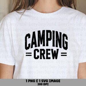 Camping Crew Text, Collegiate Bold Design PNG SVG | Sublimation, Print-Ready 300 dpi| Commercial Use, POD