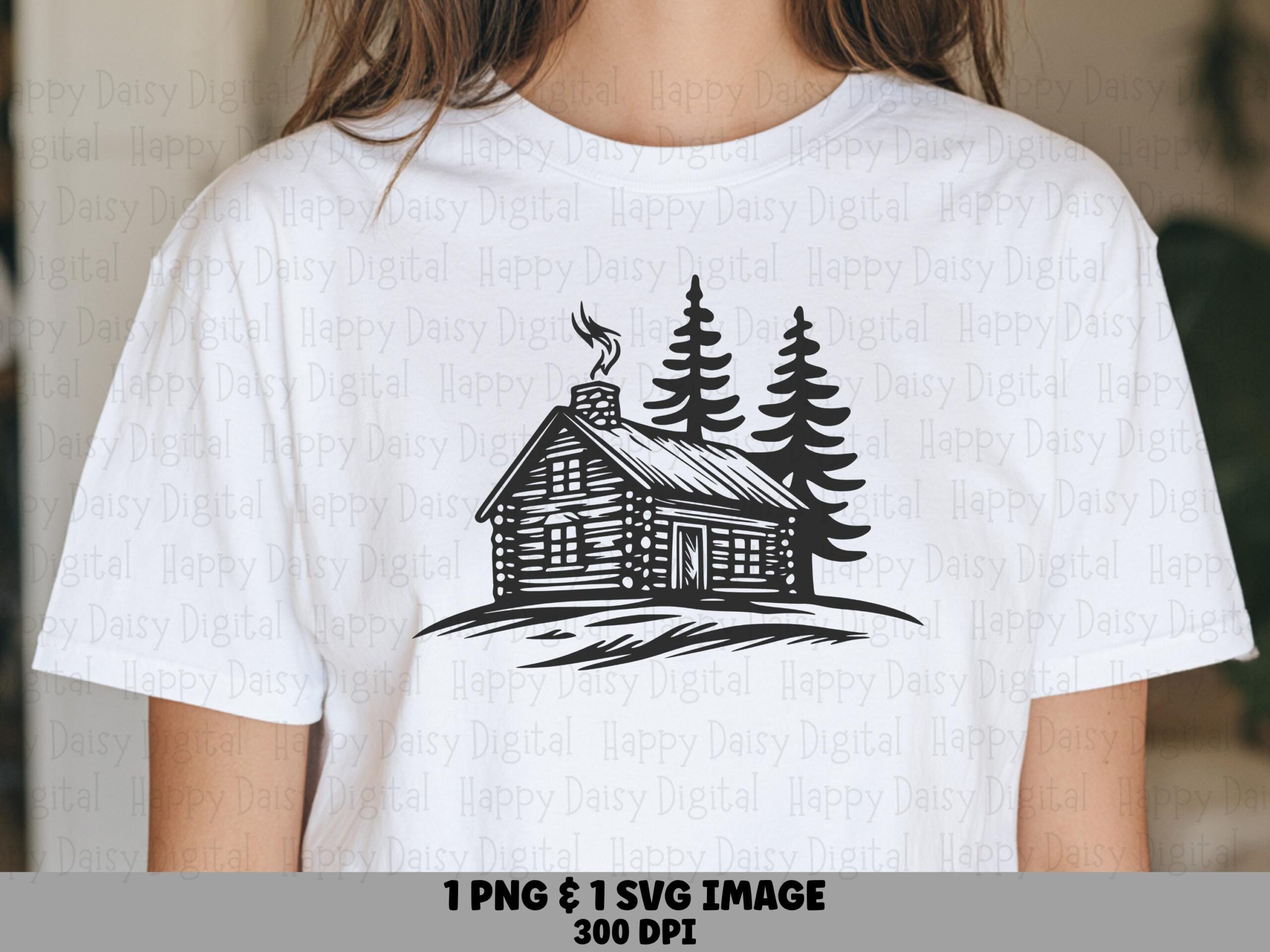 Cabin Line Art, Hand-Drawn Lodge PNG SVG | Sublimation, Commercial Use, Camping Clipart, 300 DPI