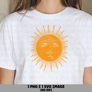 Sun Face PNG, Boho Mandala Clipart | SVG Included, Sublimation Files - Commercial Use, POD Friendly