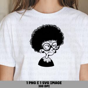 Grumpy Lady PNG, Sassy Cartoon Granny Clipart | SVG Included, Print-Ready 300 DPI | Commercial Use