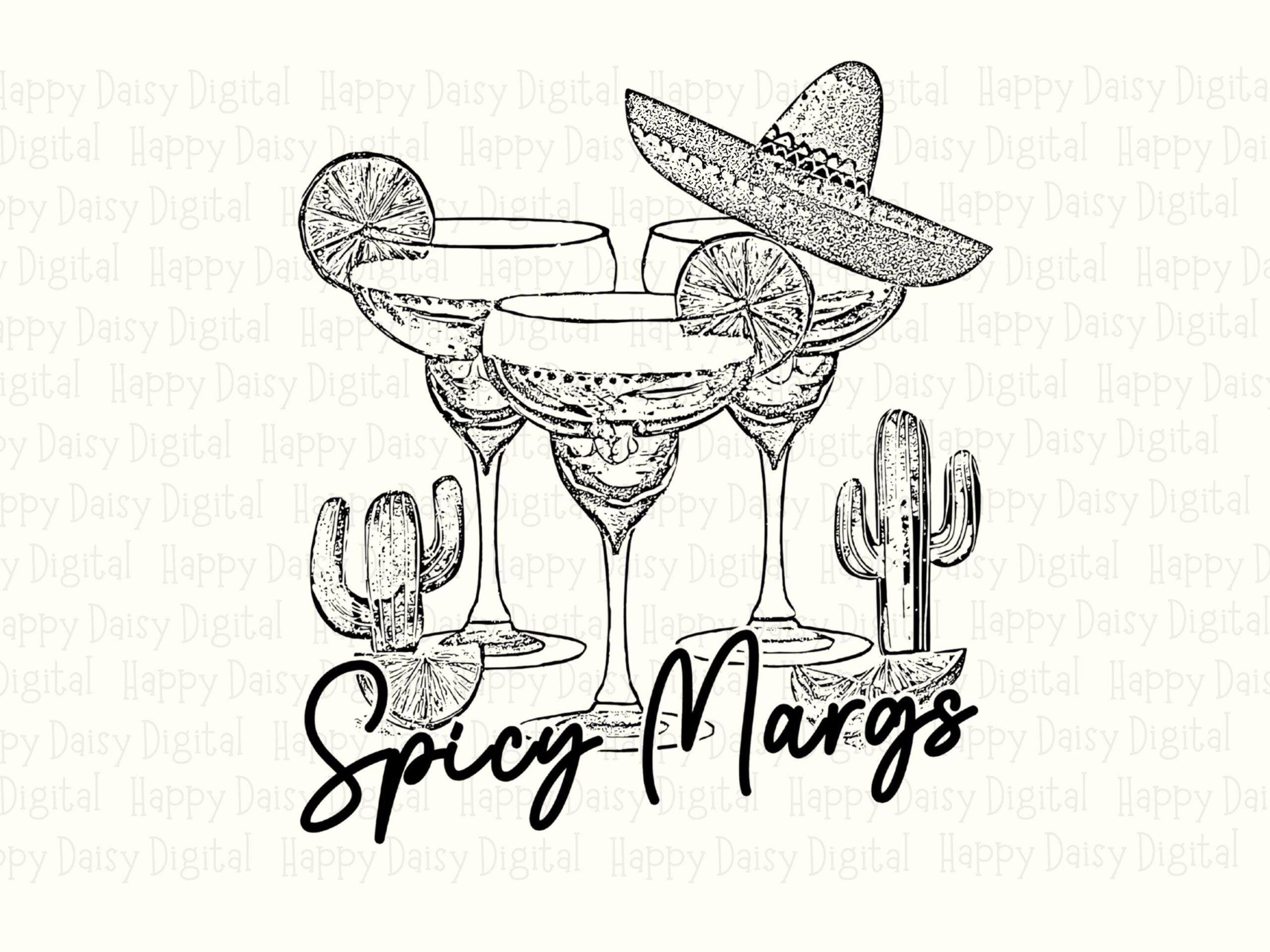 Spicy Margs Png Clipart, Hand-Drawn Margarita Cactus, Lime Wedge, Sombrero (Transparent, 300 DPI, Commercial Use) - Image 2