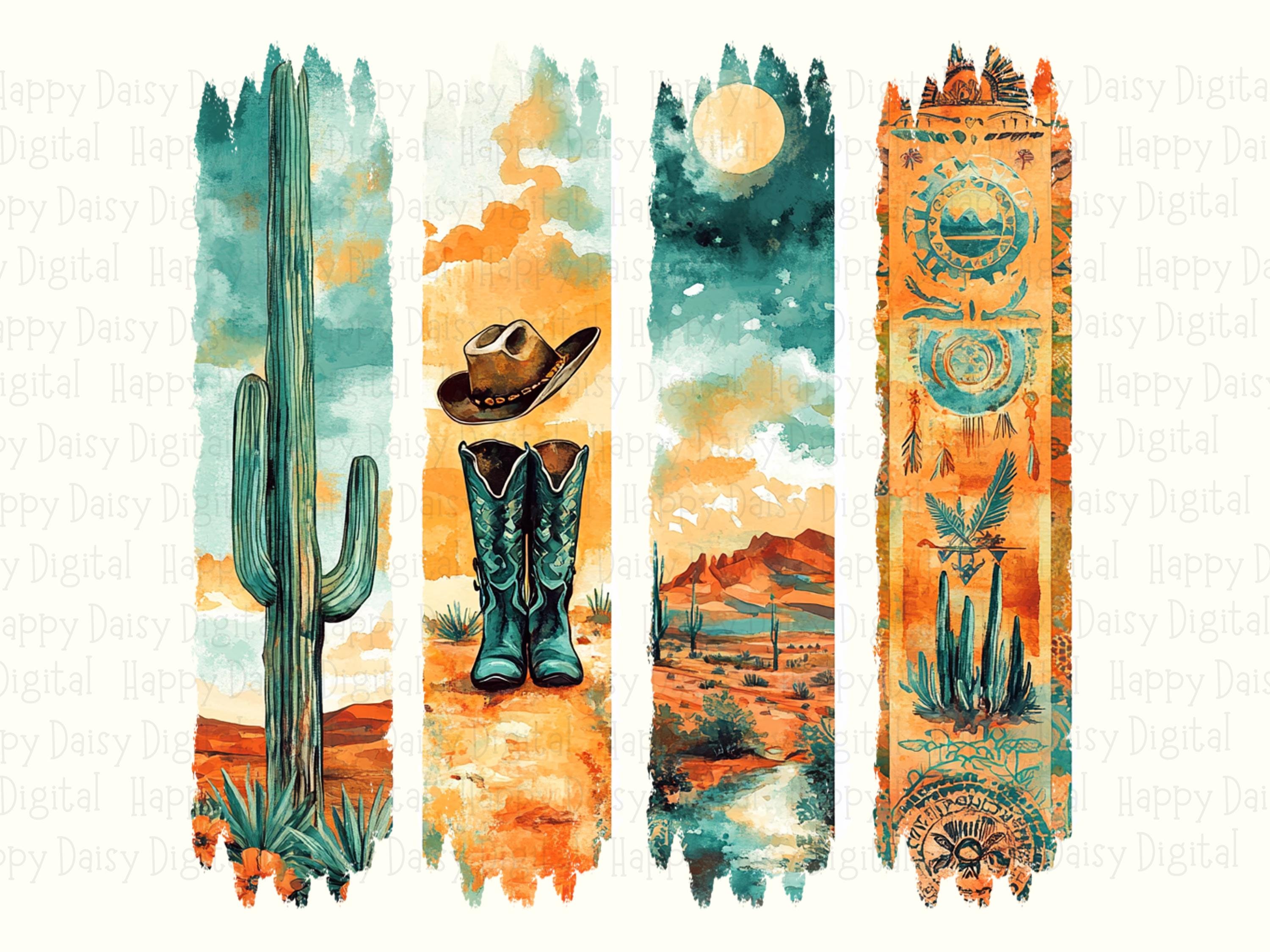 Desert Cactus Panel Scene PNG | Sublimation Commercial Use POD - Image 2