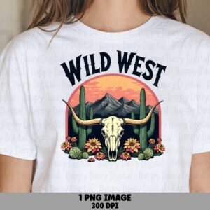 Wild West Bull Skull PNG | Sublimation Commercial Use POD