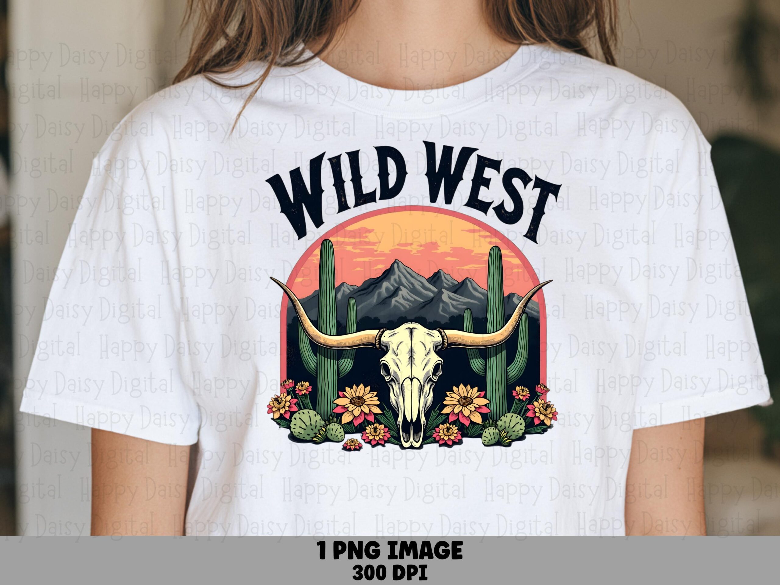 Wild West Bull Skull PNG | Sublimation Commercial Use POD