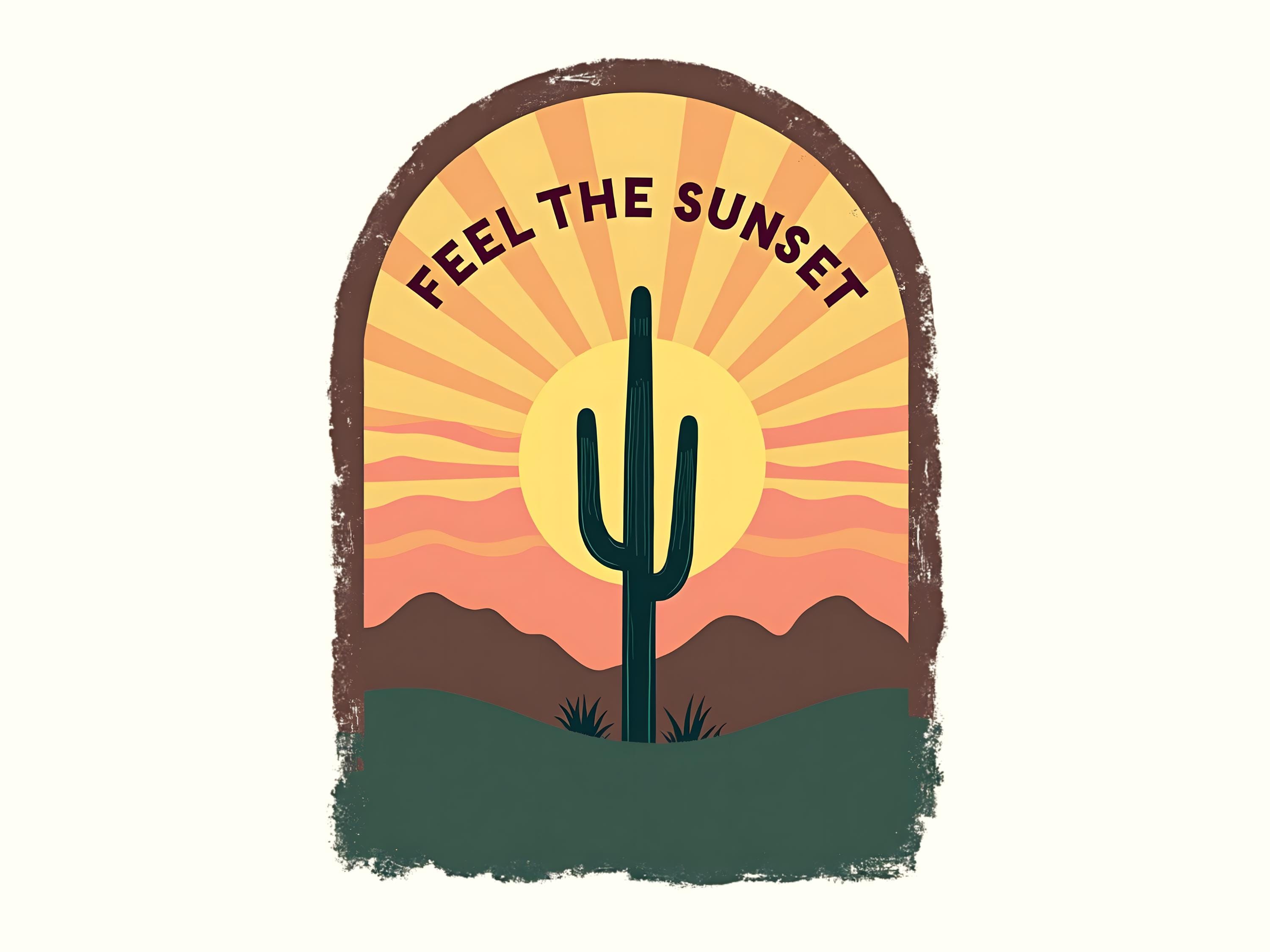 Way Out West Cactus Badge PNG | Sublimation Commercial Use POD - Image 2