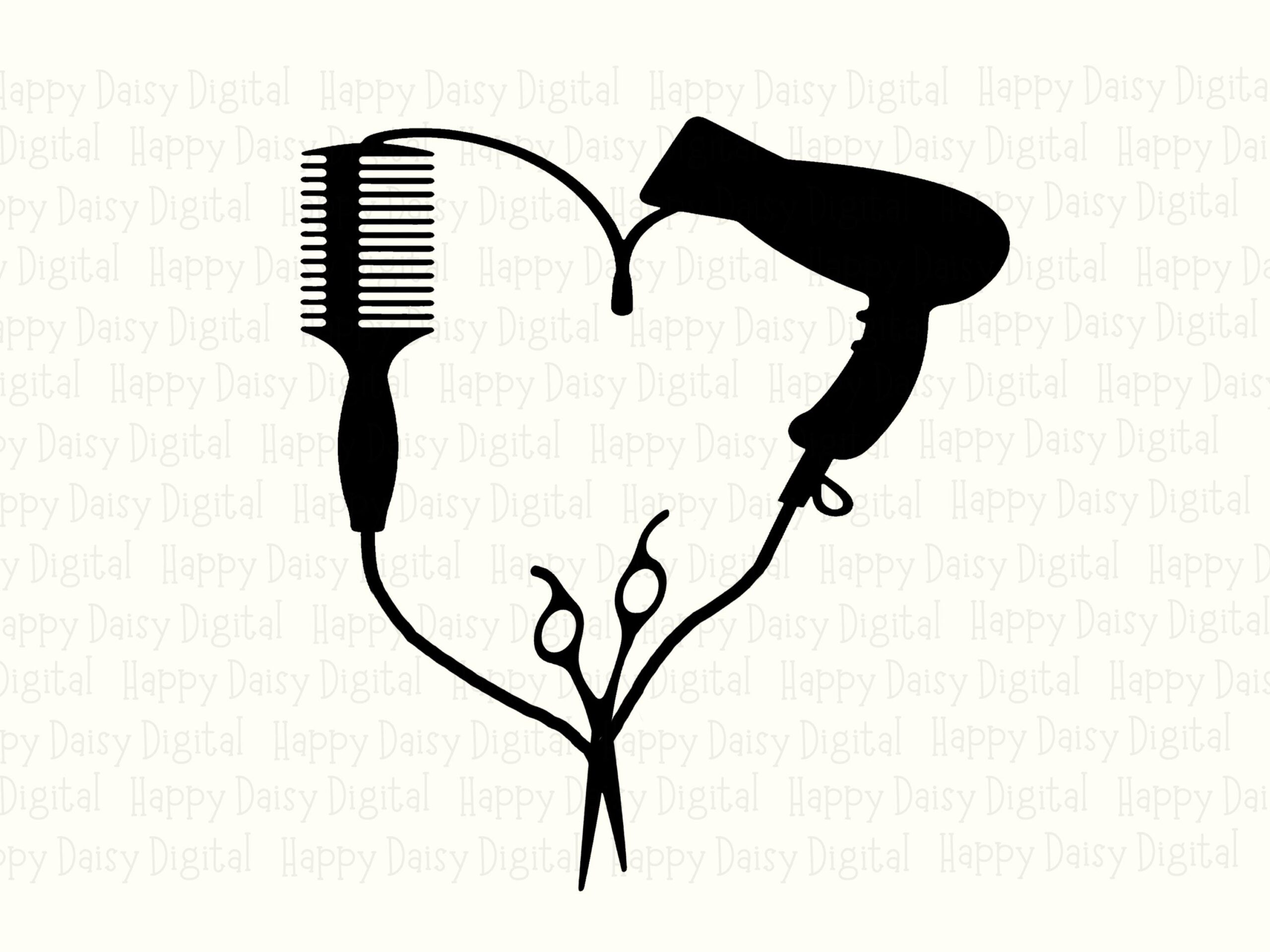 Hair Tools Heart, Cute Hairdresser Clipart | PNG Sublimation File | Commercial Use, 300 DPI - Image 2