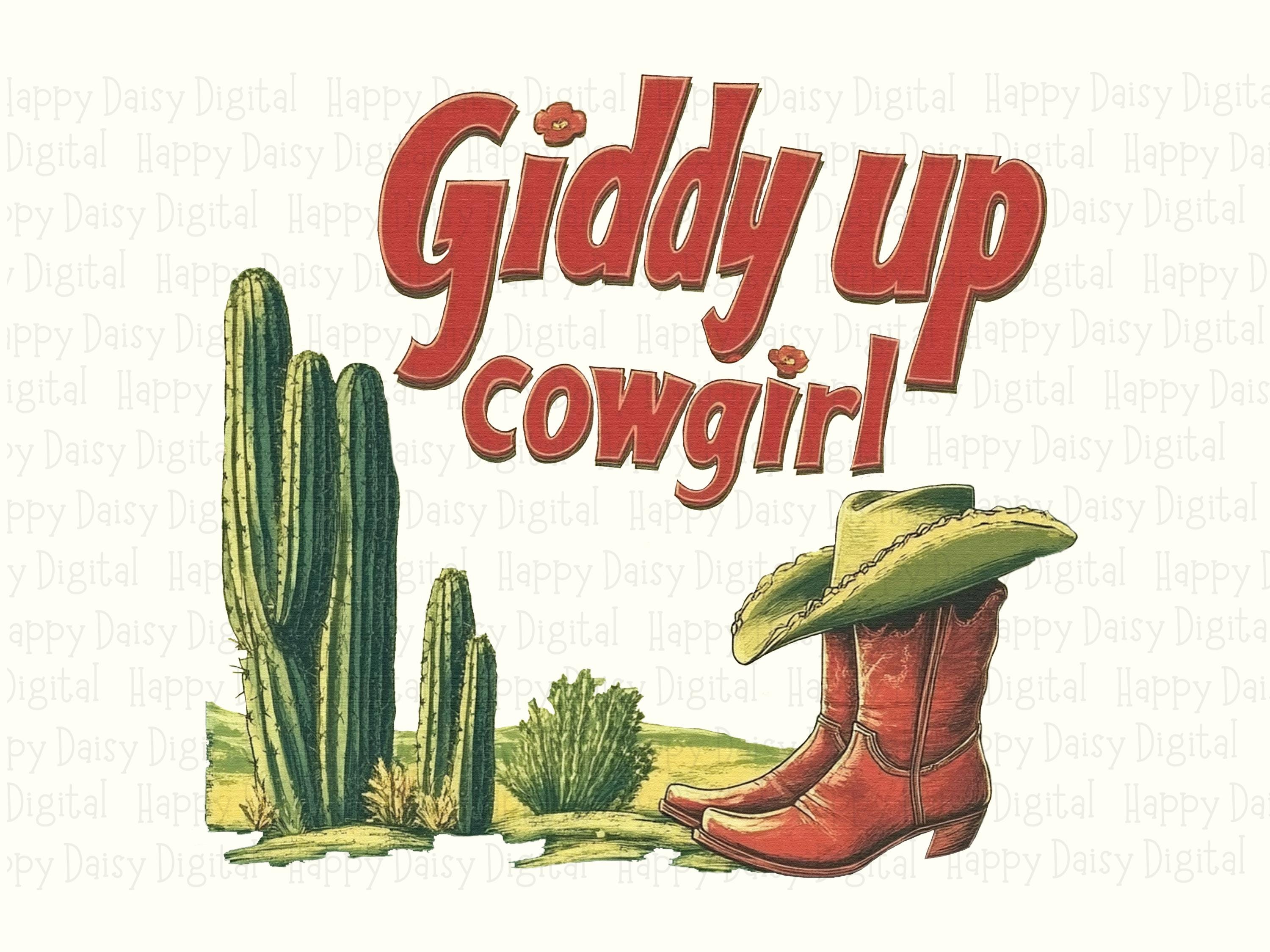 Giddy Up Cowgirl Cactus PNG | Sublimation Commercial Use POD - Image 2