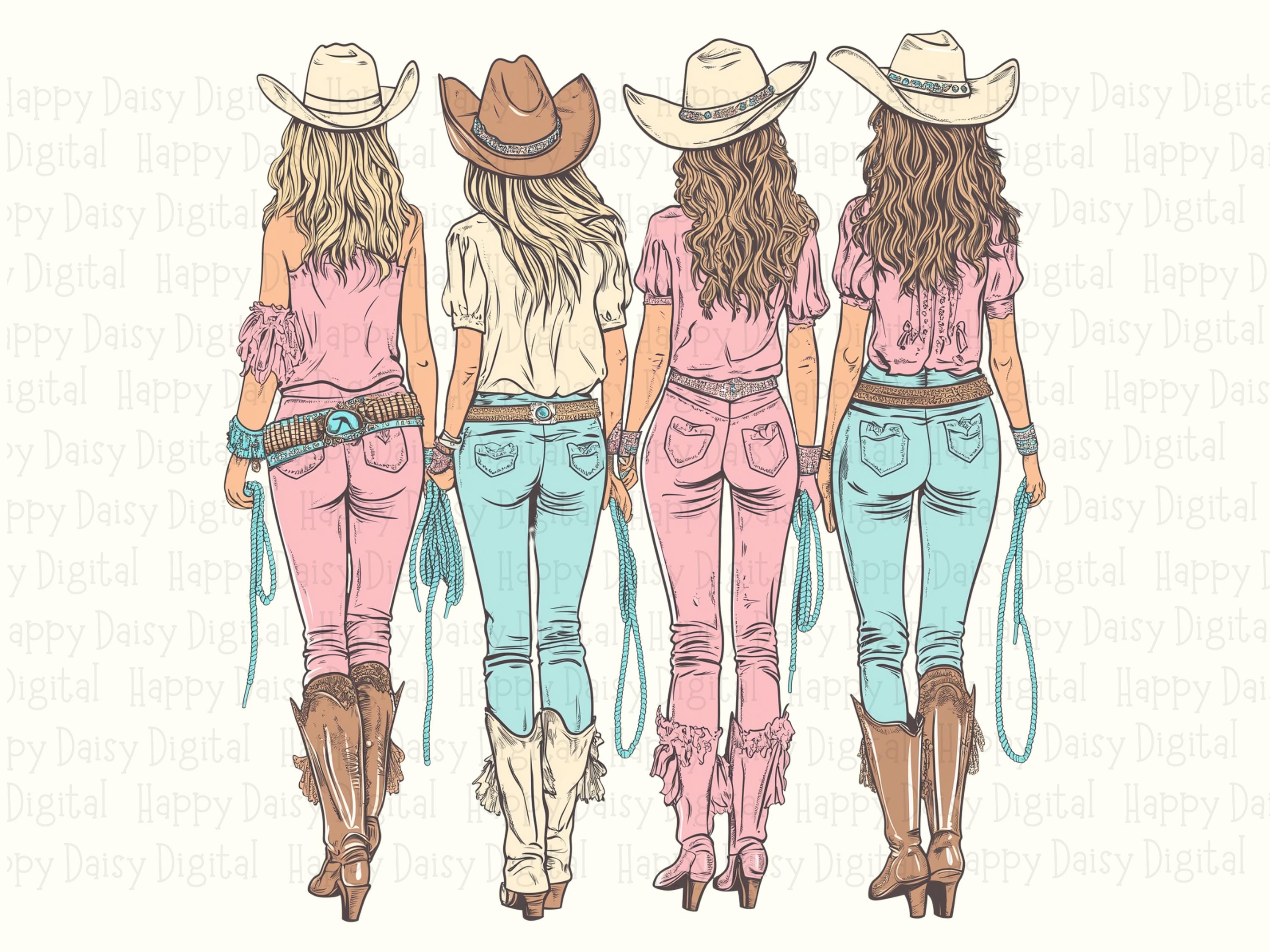 Cowgirl Squad Walk PNG | Sublimation Commercial Use POD - Image 2