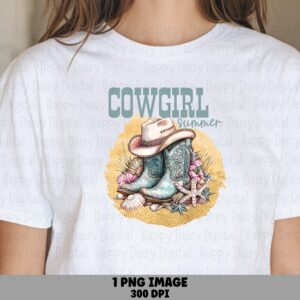 Cowgirl Summer Beach Boots PNG | Sublimation Commercial Use POD